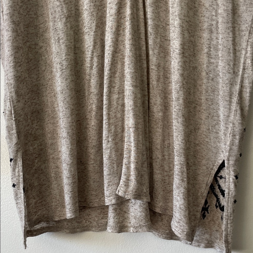 Lucky Brand|Boho Chic Embroidered tunic top w/ beading|oatmeal/black| Large| EUC - Picture 13 of 14
